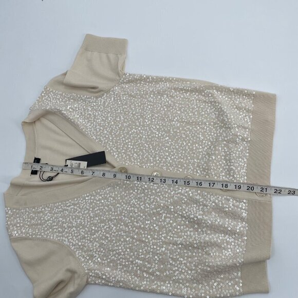 NWT Talbots Cream Sequin Front Short Sleeve Cardigan Womens Size Large Petite - Picture 7 of 10